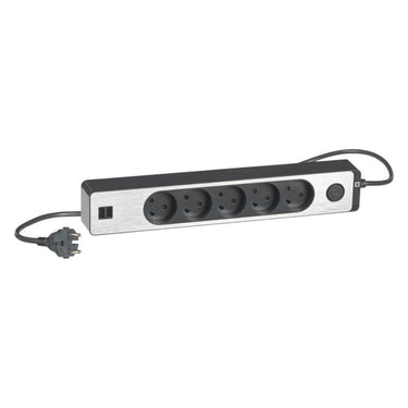 LK stikdåse 5R uden jord 1,5m afbryder glimampe 2usb kg+aluminium - 1