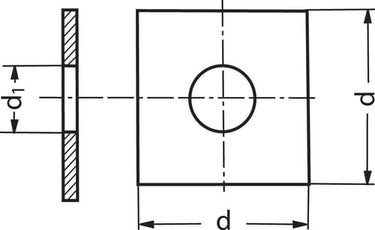40X40X 4X11 (M10) el-galvaniseret 4-kant spændeplade - 1