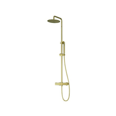 Lavabo Studio termostatbatteri PVD/rustfrit stål t/br m/hoved/håndbr messing - 1