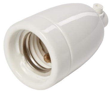 Porcelænsfatning E27 hvid med aflastning - 1
