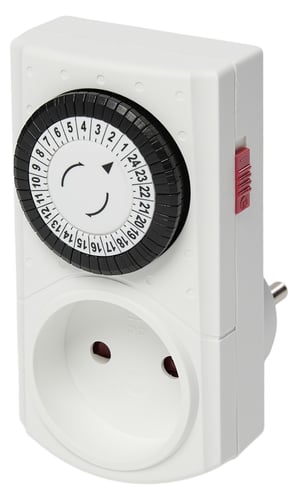 Døgnur mini timer mekanisk hvid - 1