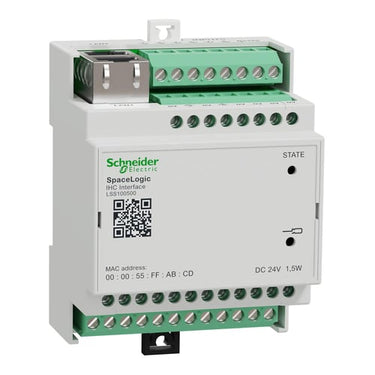 IHC-grænseflade, SpaceLogic, 8 indgange, 16 udgange, RS-485 Modbus, DIN-skinne, Ethernet, hvid - 1
