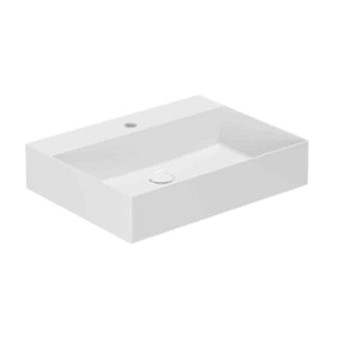 Lavabo Elegance håndvask glaseret porcelæn 600x450x125mm t/bordpl/væg blank hvid - 1