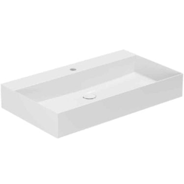 Lavabo Elegance håndvask glaseret porcelæn 800x450x125mm t/bordpl/væg blank hvid - 1