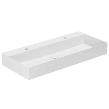 Lavabo Elegance håndvask glaseret porcelæn 1020x400x125mm t/bordpl/væg blank hvid - 1