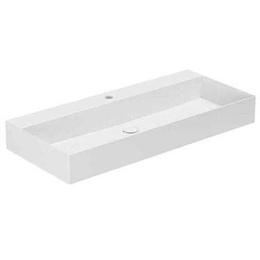 Lavabo Elegance håndvask glaseret porcelæn 1020x450x125mm t/bordpl/væg blank hvid - 1