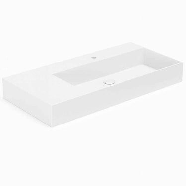 Lavabo Elegance håndvask glaseret porcelæn 1020x400x125mm t/bordpl/væg blank hvid - 1