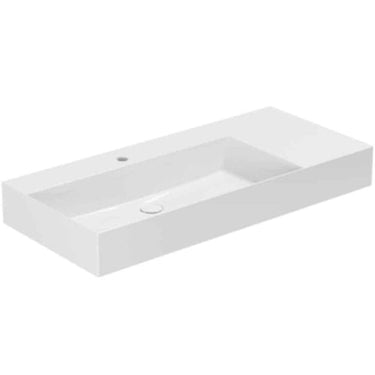 Lavabo Elegance håndvask glaseret porcelæn 1020x400x125mm t/bordpl/væg blank hvid - 1