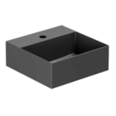 Lavabo Elegance håndvask glaseret porcelæn 350x350x125mm t/bordpl/væg mat sort - 1
