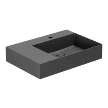 Lavabo Elegance håndvask glaseret porcelæn 650x450x125mm t/bordpl/væg mat sort - 1