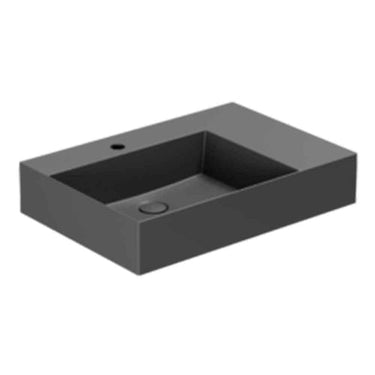 Lavabo Elegance håndvask glaseret porcelæn 650x450x125mm t/bordpl/væg mat sort - 1