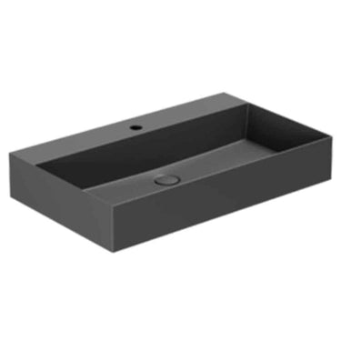 Lavabo Elegance håndvask glaseret porcelæn 750x450x125mm t/bordpl/væg mat sort - 1