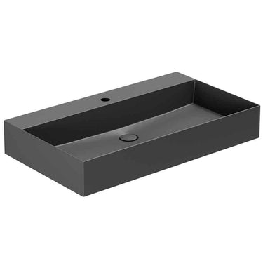 Lavabo Elegance håndvask glaseret porcelæn 810x400x125mm t/bordpl/væg mat sort - 1