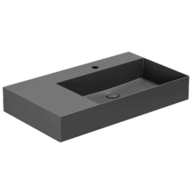 Lavabo Elegance håndvask glaseret porcelæn 810x460x125mm t/bordpl/væg mat sort - 1