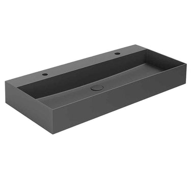 Lavabo Elegance håndvask glaseret porcelæn 1020x400x125mm t/bordpl/væg mat sort - 1