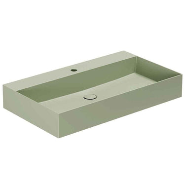 Lavabo Elegance håndvask matglaseret porcelæn 810x400x125mm t/bordpl/væg Nature Green - 1