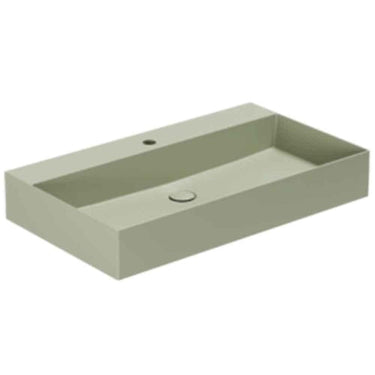 Lavabo Elegance håndvask matglaseret porcelæn 800x450x125mm t/bordpl/væg Nature Green - 1