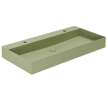Lavabo Elegance håndvask matglaseret porcelæn 1020x400x125mm t/bordpl/væg Nature Green - 1