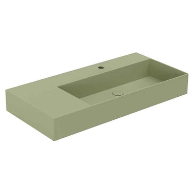 Lavabo Elegance håndvask matglaseret porcelæn 1020x400x125mm t/bordpl/væg Nature Green - 1