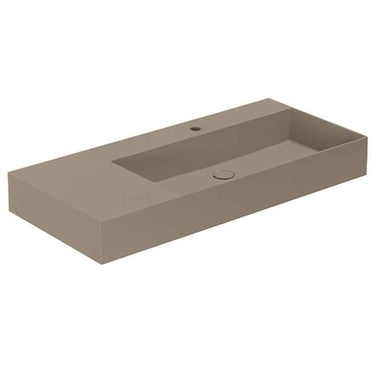 Lavabo Elegance håndvask matglaseret porcelæn 1020x400x125mm t/bordpl/væg Taupe - 1