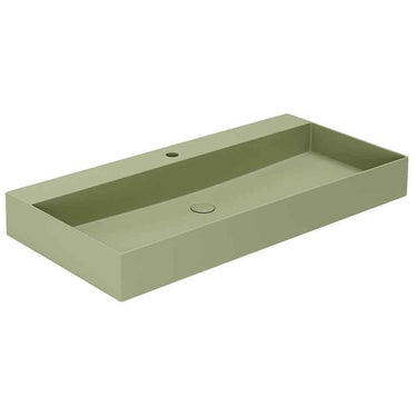 Lavabo Elegance håndvask matglaseret porcelæn 1020x450x125mm t/bordpl/væg Nature Green - 1