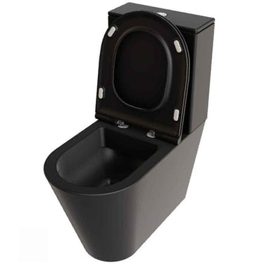 Lavabo Forma toilet/sæde glaseret porcelæn 845x680x370mm skjult lås mat sort - 1