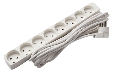 Elworks stikdåse 8 udtag m/jord 5m hvid - 1