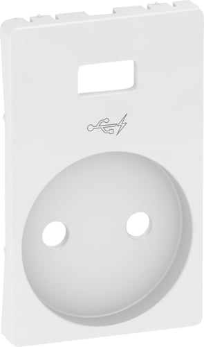 LK FUGA afdækning uden jordhul for stikkontakt 2-polet med 5V USB lader hvid - 1
