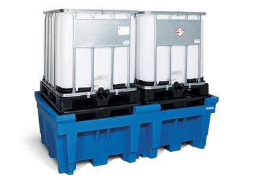 Opsamlingskar PE til 2 IBC palletanke à 1000L med 2 paller - 1