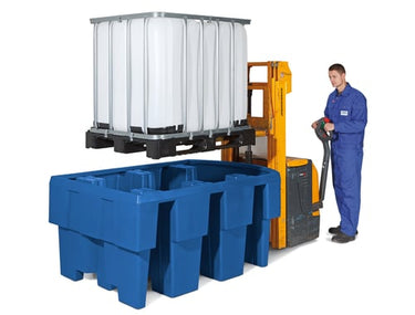 Opsamlingskar PE-kar 1 IBC palletank med påfyldningsområde - 1
