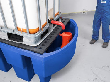 Opsamlingskar PE med Påfyldningsområde Gitterrist til 1 IBC palletank à 1000L - 1