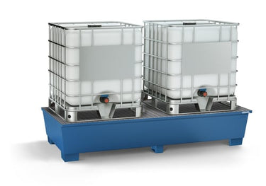 Opsamlingskar Stål til 2 IBC palletank à 1000L 2200x1300x590mm - 1