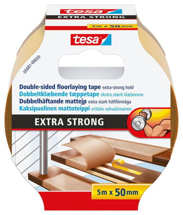 Dobbeltklæbende Tæppetape Ekstra Stærk 50mmx5m - 1
