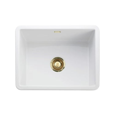 Lavabo Mataro køkkenvask 557x430x220mm blank hvid/messing - 1