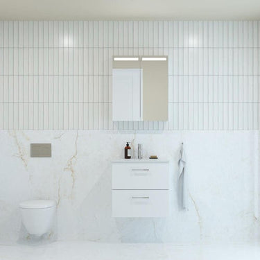 Dansani Mido+ spejlskab 704x600x145mm 2låger/lys hvid højglans - 1