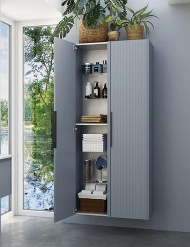 Dansani Mido+ højskab 1760x400x350mm 1låge stribet lyseblå mat - 1