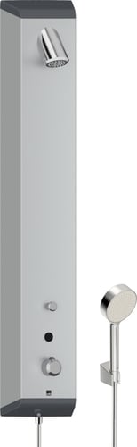 Oras Electra brusepanel 1198mm berøringsfri 230/9V m/blander og håndbruser grå/forkr - 1
