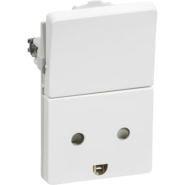FUGA stikkontakt med afbryder 2-polet med jord 1,5 modul hvid 100 stk. bulkforpakning - 1