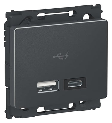 OPUS 66 dobbelt 5V USB A+C-lader 2400 mA 1 modul koksgrå - 1