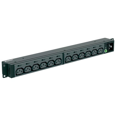 Powerpanel basic 19" 1U 230V/16A 12xC13 med 3m ledning sort - 1