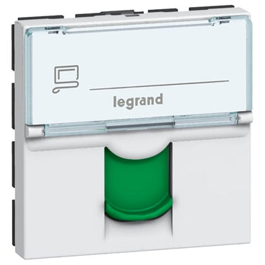 Mosaic dataudtag RJ45 Cat-6 FTP 2M grøn klap hvid - 1