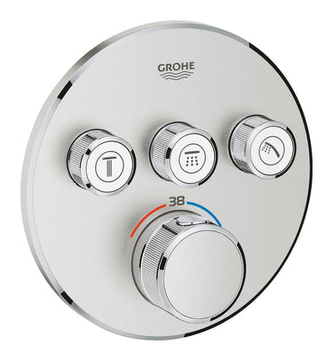 GROHE Grohtherm SmartControl termostat udv. del rund 3SC SuperSteel - 1