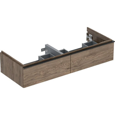 Geberit Icon vaskeskab 1184 x 476 x 247 mm 2 skuffer nøddetræ højkomprimeret trelags-spånplade melamin træstruktur - 1