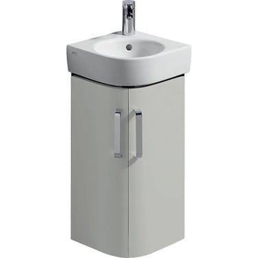 Geberit Renova Compact vaskeskab 425 x 330 x 604 mm 2 låger blankpoleret lysgrå højkomprimeret trelags-spånplade lakeret - 1