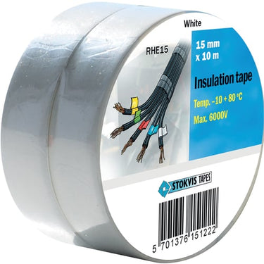 Isolerbånd vinyl 15 mm x 10 m hvid 2 ruller pr pak - 1