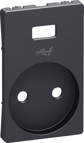 LK FUGA afdækning uden jordhul for stikkontakt 2-polet med 5V USB lader koksgrå - 1