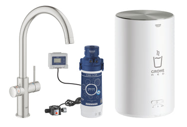 GROHE Red II Duo køkkenarmatur med kogende vand 4 l-kedel C-tud Supersteel - 1