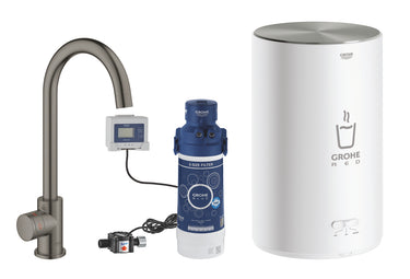 GROHE Red II Mono hane med kogende vand 4 l-kedel C-tud børstet Hard Graphite - 1