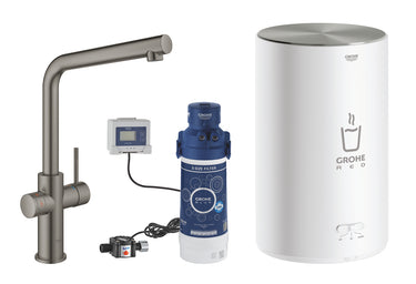 GROHE Red II Duo køkkenarmatur med kogende vand 4 l-kedel L-tud børstet Hard Graphite - 1