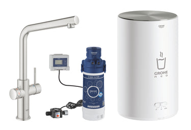 GROHE Red II Duo køkkenarmatur med kogende vand 4 l-kedel L-tud Supersteel - 1